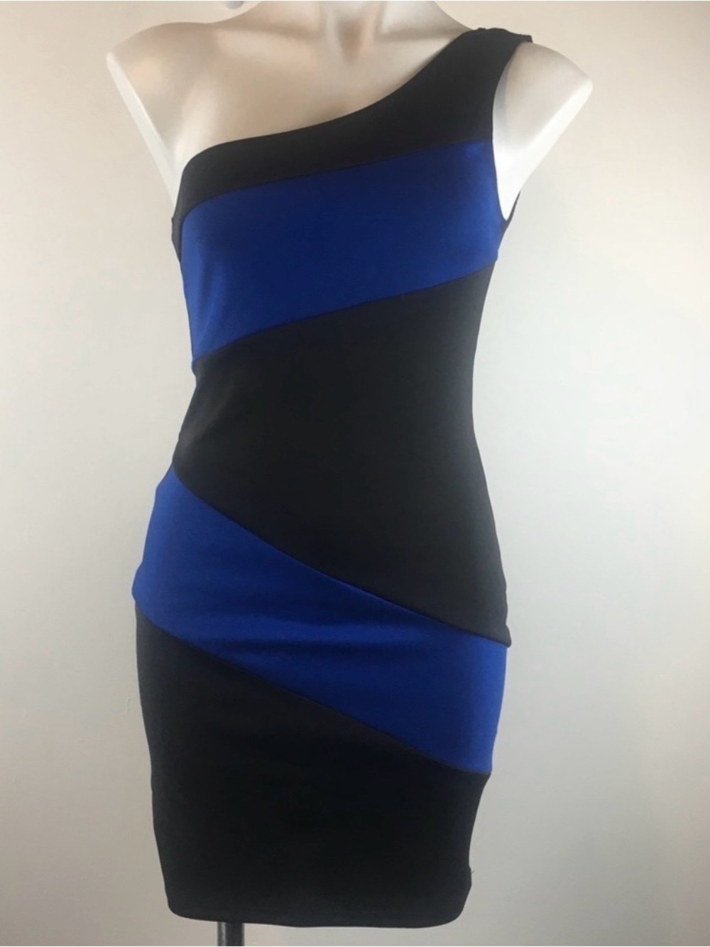 Lily Rose One Shoulder Black and Blue Dress